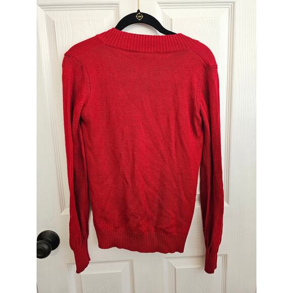 NWT CNC Costume National Red Ruffle Front V Neck Sweater Size XS - Picture 3 of 3